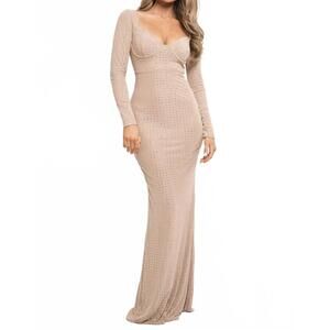 NEW LABEL NUE tahlia long-sleeve dress in nude
